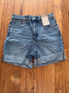 Madewell High-Rise Rolled Hem Denim Shorts - Blue